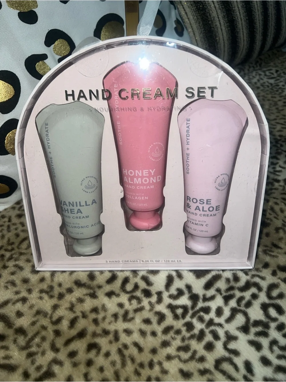 Hand Cream Set - Vanilla Shea, Honey Almond, Rose & Aloe (Pink, White, Cream)